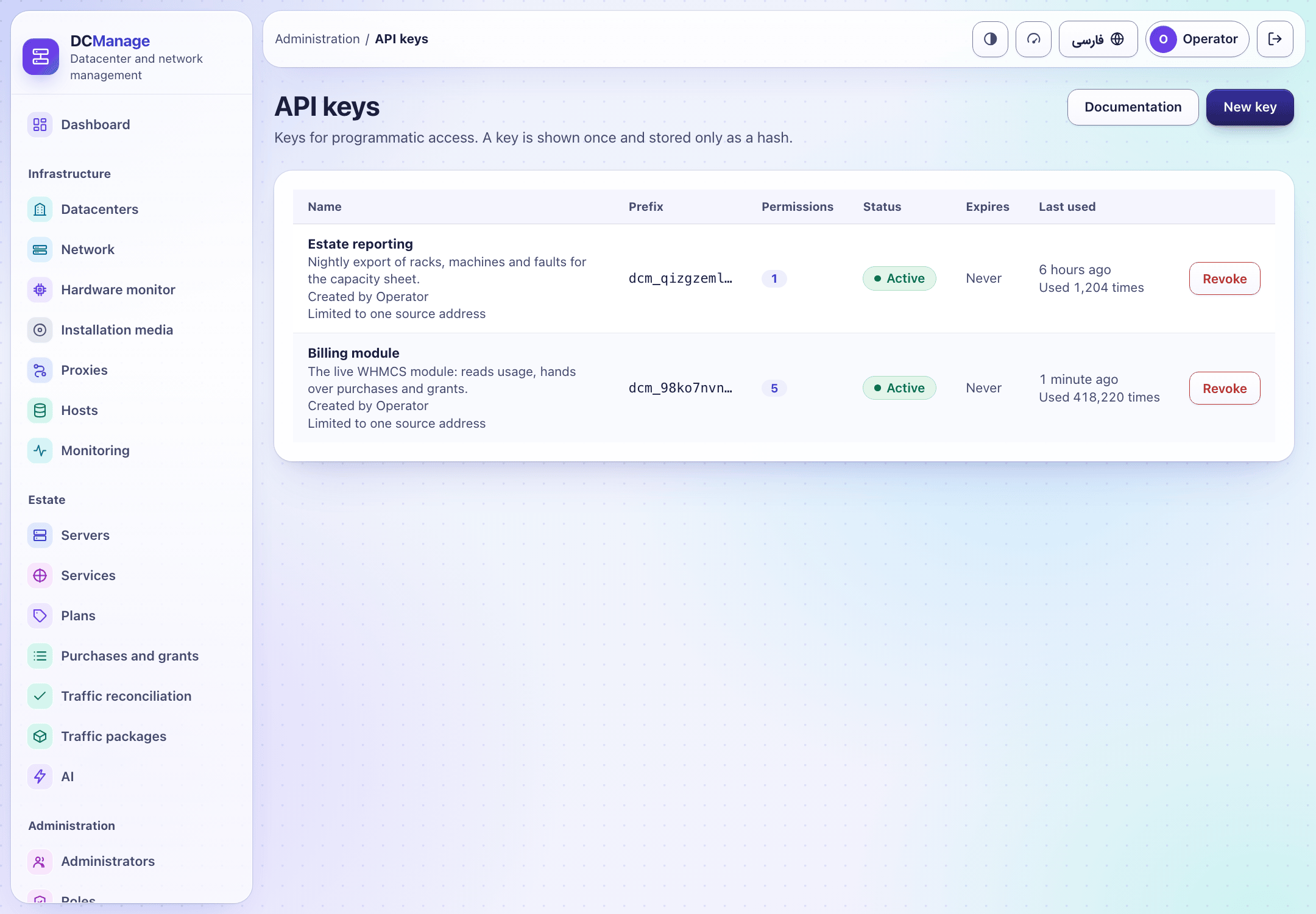 API keys