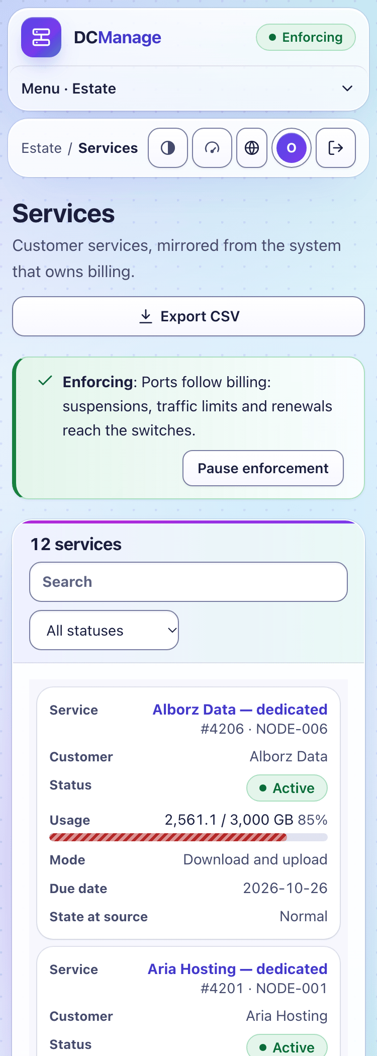 Services and usage